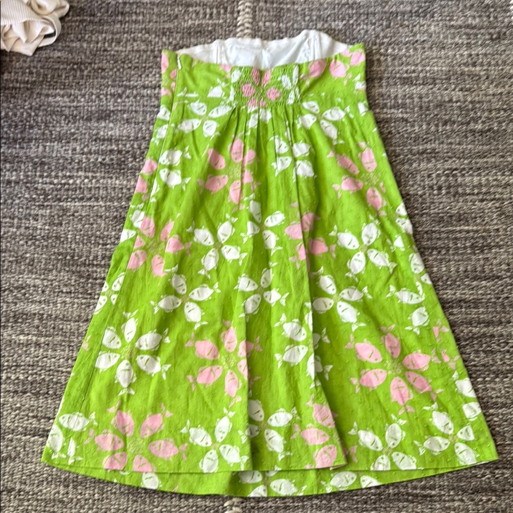 Lilly Pulitzer Green and Pink Strapless Dress - Picture 4 of 4